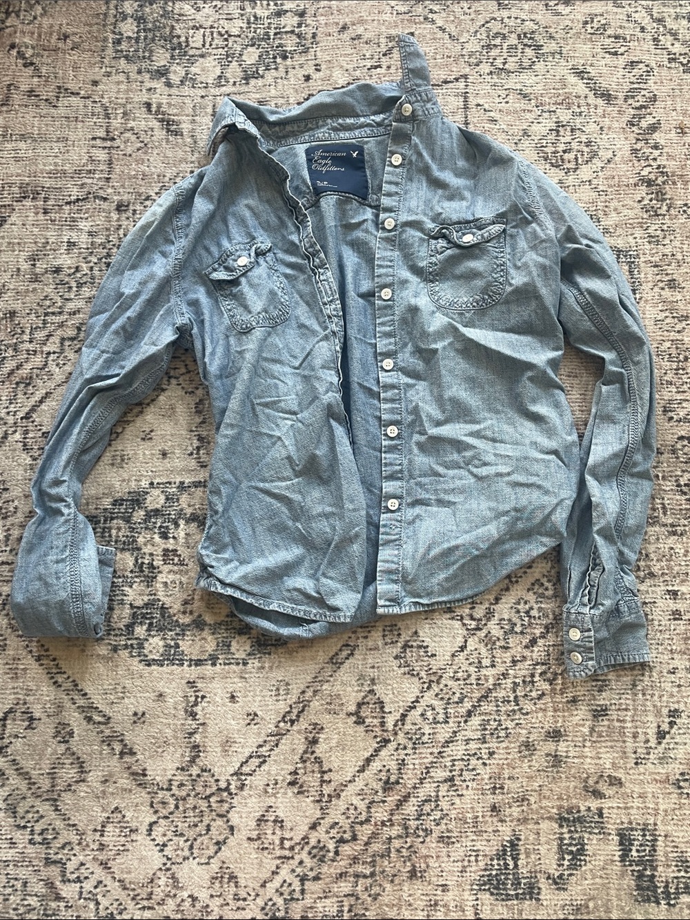 American Eagle Outfitters Light Wash Denim Shirt